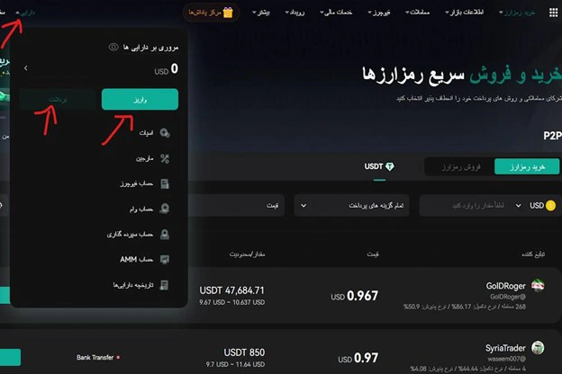 واریز و برداشت رمز ارزها در آموزش صرافی کوینکس
