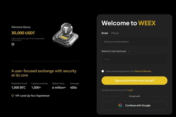 ثبت نام و احراز هویت در WEEX برای ایرانیان