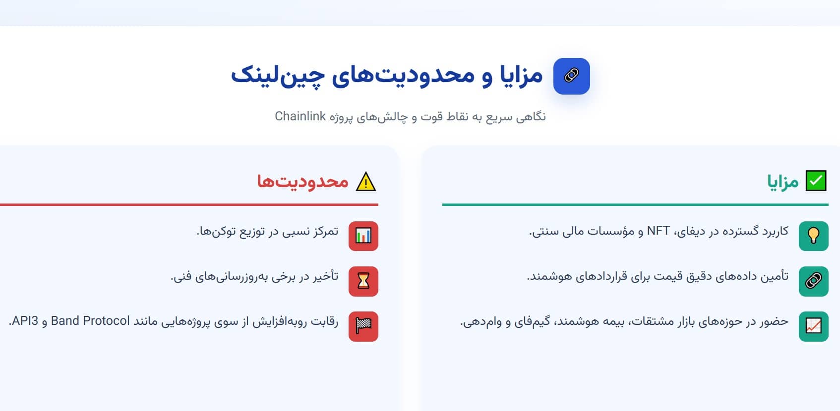 مزایا و محدودیت های چین لینک